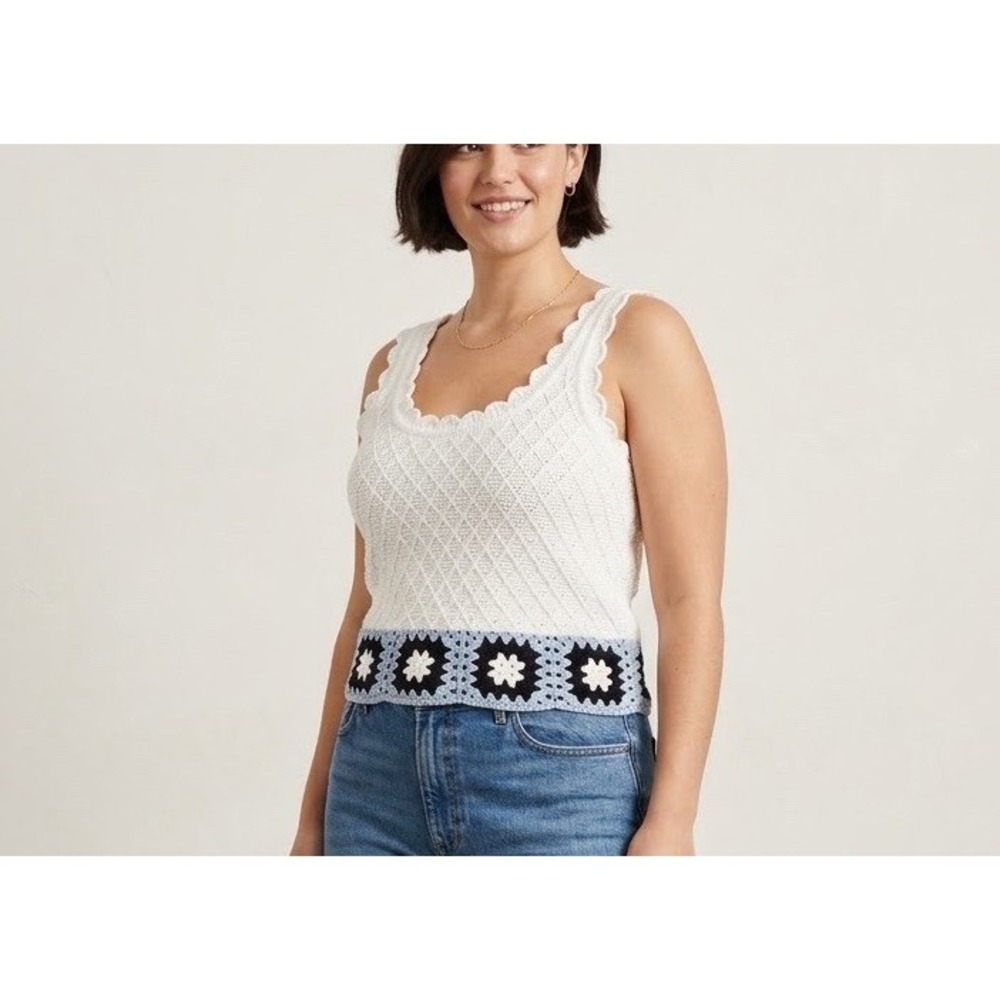 Splendid Crochet Knit Tank Top White XS New Cottagecore Boho
